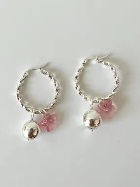 SELF LOVE FLOWERS SWAROVSKI SILVER PLATED HOOPS