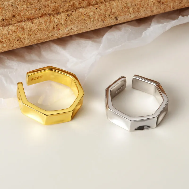 Silver Glossy Geometric Band Ring