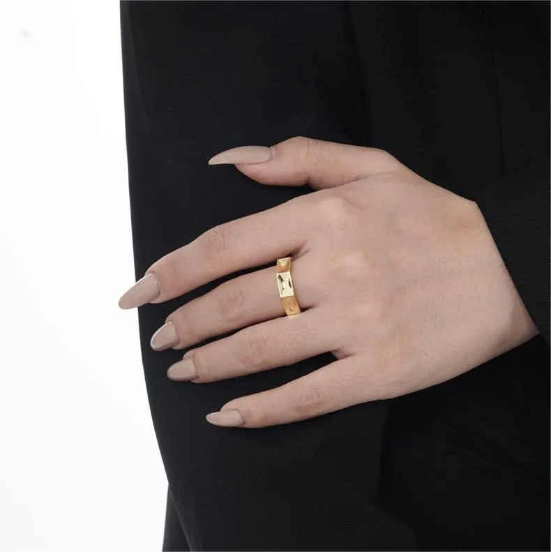 Silver Glossy Geometric Band Ring