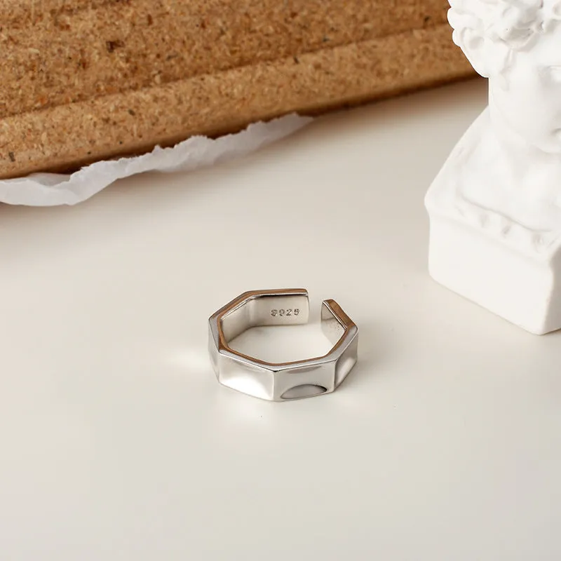 Silver Glossy Geometric Band Ring