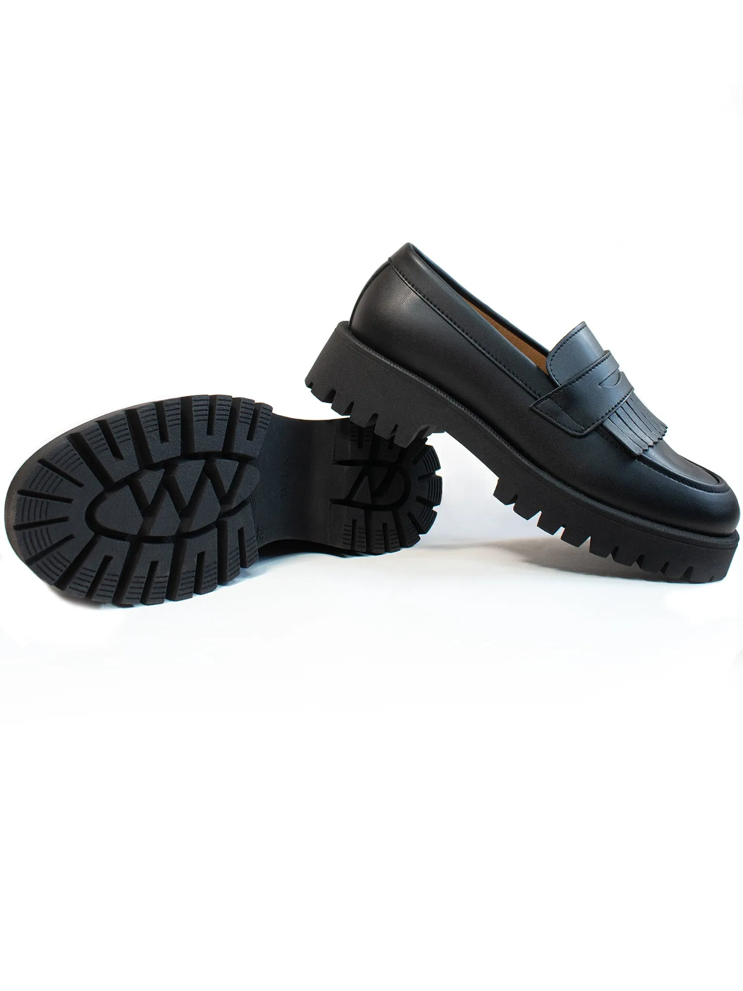 Track Sole Fringe Loafers