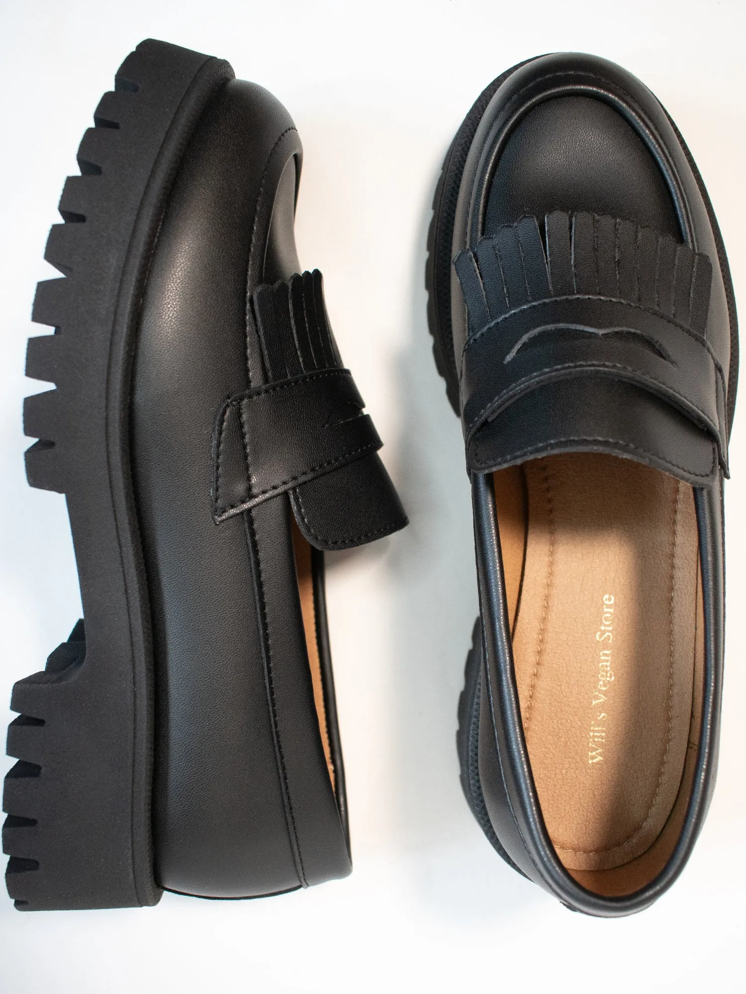 Track Sole Fringe Loafers