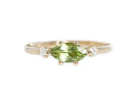 Trine Peridot   Diamond Ring