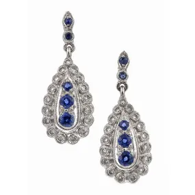 Vintage Sapphire & Diamond Drop Earrings