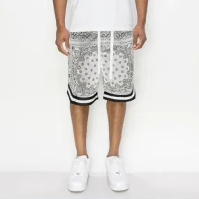 White Bandanna Basketball Shorts - JS17