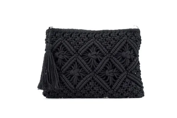 Woven Macrame Tassel Clutch