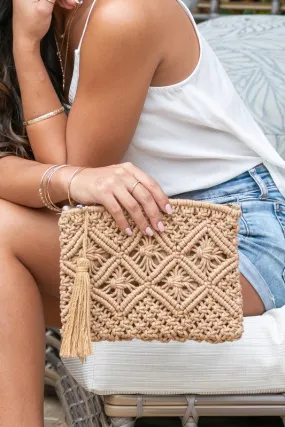 Woven Macrame Tassel Clutch